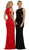 May Queen - MQ1571 Sleeveless Banded Contoured Cutout Gown In Red and Black