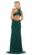 May Queen - MQ1579 Multi-Cutout Beaded Halter Sheath Gown In Green