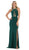 May Queen - MQ1579 Multi-Cutout Beaded Halter Sheath Gown In Green
