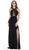 May Queen - MQ1579 Multi-Cutout Beaded Halter Sheath Gown In Black