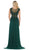 May Queen - MQ1580 Embellished V-neck A-line Dress With Train In Green