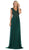 May Queen - MQ1580 Embellished V-neck A-line Dress With Train In Green
