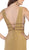 May Queen - MQ1582 Plunging Beaded Tri-Band High Slit Gown In Gold
