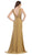 May Queen - MQ1582 Plunging Beaded Tri-Band High Slit Gown In Gold