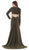 May Queen - MQ1583 Long Sleeve Deep V-neck Trumpet Dress In Green
