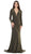 May Queen - MQ1583 Long Sleeve Deep V-neck Trumpet Dress In Green