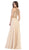 May Queen - MQ1586 Stripe Beaded Illusion Jewel Chiffon Gown In Nude