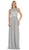 May Queen - MQ1590 Lace Cap Sleeve Bateau A-line Dress In Silver