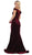 May Queen - MQ1592 Off-Shoulder Fitted Mermaid Evening Dress In Red