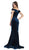 May Queen - MQ1592 Off-Shoulder Fitted Mermaid Evening Dress In Blue