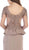 May Queen - MQ1593 Embroidered Illusion Bateau Long Sleeves Dress In Brown