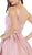 May Queen - MQ1595 Sleek V-Neck Adorned Waist A-Line Gown In Pink