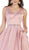 May Queen - MQ1595 Sleek V-Neck Adorned Waist A-Line Gown In Pink