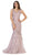 May Queen - MQ1598 Embroidered V-neck Mermaid Dress With Train In Purple