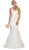 May Queen - MQ1598 Embroidered V-neck Mermaid Dress With Train In White