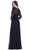 May Queen - MQ1599 Appliqued Quarter Sleeve Illusion Bateau Gown In Blue