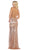 May Queen - MQ1600 Allover Sequin Strappy Back Evening Gown In Gold and Pink