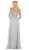May Queen - MQ1601B Applique Off-Shoulder A-line Gown In Silver