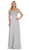 May Queen - MQ1601B Applique Off-Shoulder A-line Gown In Silver