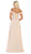 May Queen - MQ1601B Applique Off-Shoulder A-line Gown In Neutral
