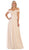 May Queen - MQ1601B Applique Off-Shoulder A-line Gown In Neutral