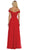 May Queen - MQ1601B Applique Off-Shoulder A-line Gown In Red