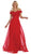 May Queen - MQ1601B Applique Off-Shoulder A-line Gown In Red