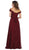 May Queen - MQ1601B Applique Off-Shoulder A-line Gown In Red