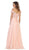 May Queen - MQ1601B Applique Off-Shoulder A-line Gown In Pink