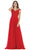 May Queen - MQ1602B Floral Appliqued Off-Shoulder Dress In Red