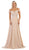 May Queen - MQ1602B Floral Appliqued Off-Shoulder Dress In Neutral