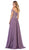 May Queen - MQ1602B Floral Appliqued Off-Shoulder Dress In Purple