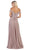 May Queen - MQ1602B Floral Appliqued Off-Shoulder Dress In Purple