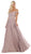 May Queen - MQ1602B Floral Appliqued Off-Shoulder Dress In Purple
