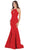 May Queen - MQ1603 Cutout Bodice Halter Mermaid Gown In Red