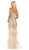 May Queen - MQ1607 Appliqued Off Shoulder Trumpet Gown in Gold
