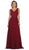 May Queen - MQ1610 Floral Applique V-neck A-line Dress In Red