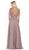 May Queen - MQ1610 Floral Applique V-neck A-line Dress In Purple