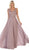 May Queen - MQ1610 Floral Applique V-neck A-line Dress In Purple