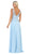 May Queen - MQ1610 Floral Applique V-neck A-line Dress In Blue