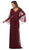 May Queen - MQ1612B Applique V-neck Long Sheath Dress in Red