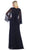 May Queen - Illusion Cape Sleeve Floral Appliques Dress MQ1612  In Blue