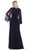 May Queen - MQ1612 V-Neck Floral Appliques Dress In Blue