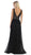 May Queen - MQ-1623 Sleeveless V-Neck Glitter Tulle A-Line Gown In Black
