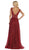 May Queen - MQ-1623 Sleeveless V-Neck Glitter Tulle A-Line Gown In Red