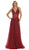 May Queen - MQ-1623 Sleeveless V-Neck Glitter Tulle A-Line Gown In Red