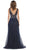 May Queen - MQ-1623 Sleeveless V-Neck Glitter Tulle A-Line Gown In Blue