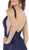May Queen - Plunging V-Neck High Slit Lace Gown MQ1624 In Blue