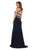May Queen - MQ1636 Halter Crisscross Straps Open Back Mermaid Gown In Blue