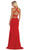 May Queen - MQ1636 Halter Crisscross Straps Open Back Mermaid Gown In Red